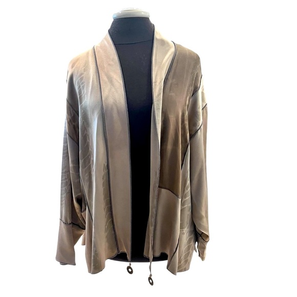 Ego Silk Elegant Taupe Women's Kimono Jacket 1X - Picture 1 of 10